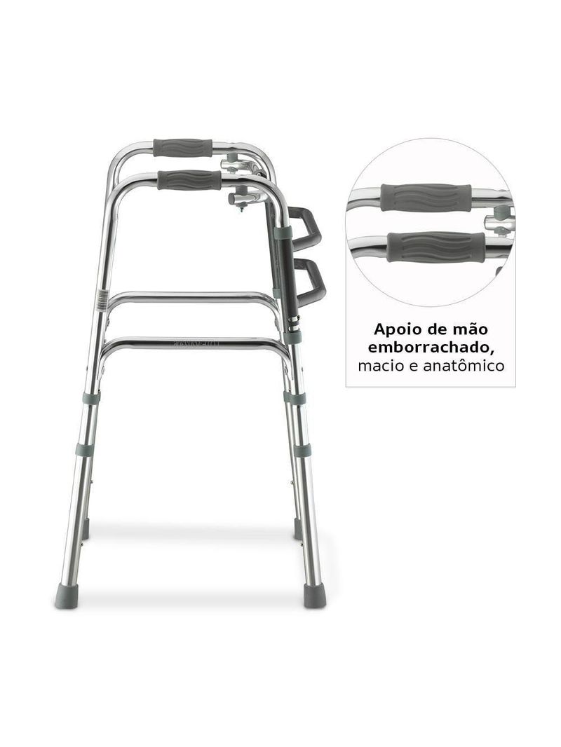 Andador Dellamed De Alumínio 3 Em 1 Fixo Móvel E Articulado Cinza D10