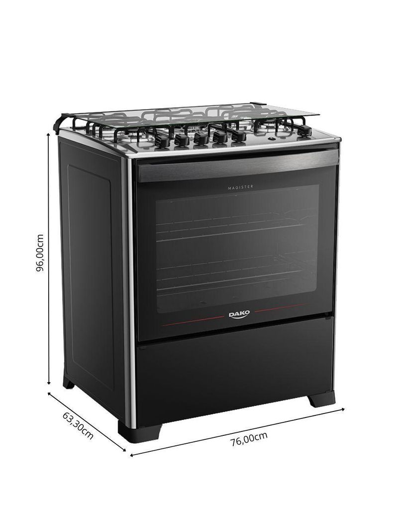 Fogão 5 Bocas Dako Automático Magister Preto Bivolt