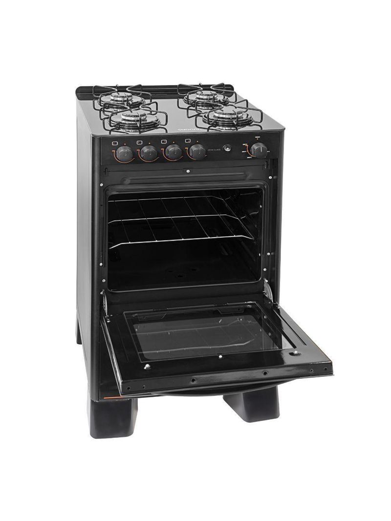 Fogão 4 Bocas Suggar Automático Mesa De Vidro Cook Glass Preto Bivolt