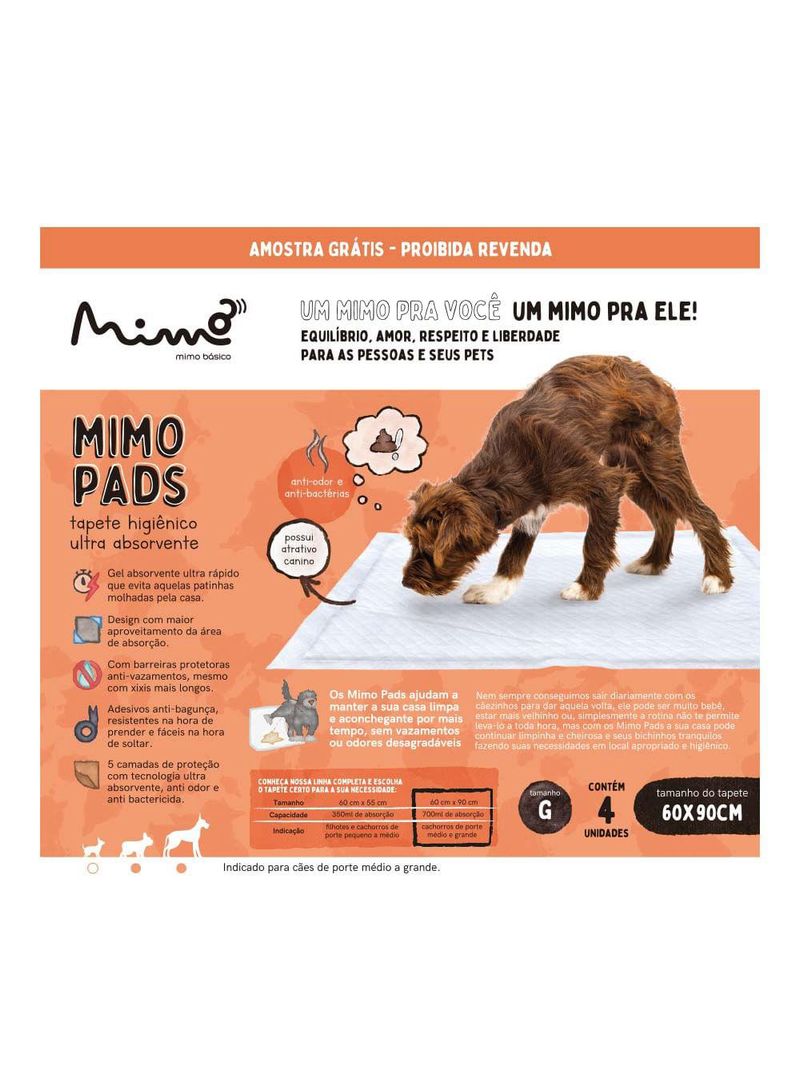 Promo pack 4 pcs tapete higiênico mimo pads - 60x90 mimo - pp018
