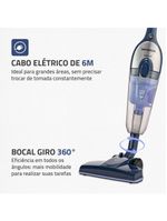 Aspirador De Pó Vertical Mondial Turbo Cycle HEPA AP-41-BLI 1550W Azul Escuro Com Inox 220V