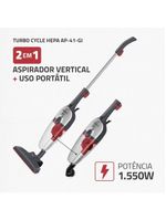 Aspirador De Pó Vertical Mondial Turbo Cycle HEPA AP-41-GI 1550W Cinza Com Inox 220V