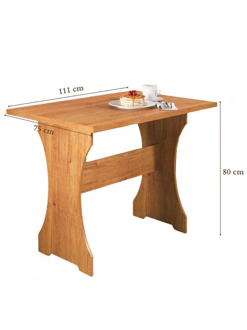 Mesa Com Banco Canto Estofado Golden Mel Tecido Linho Amendoa Viero Mel / Amendoa