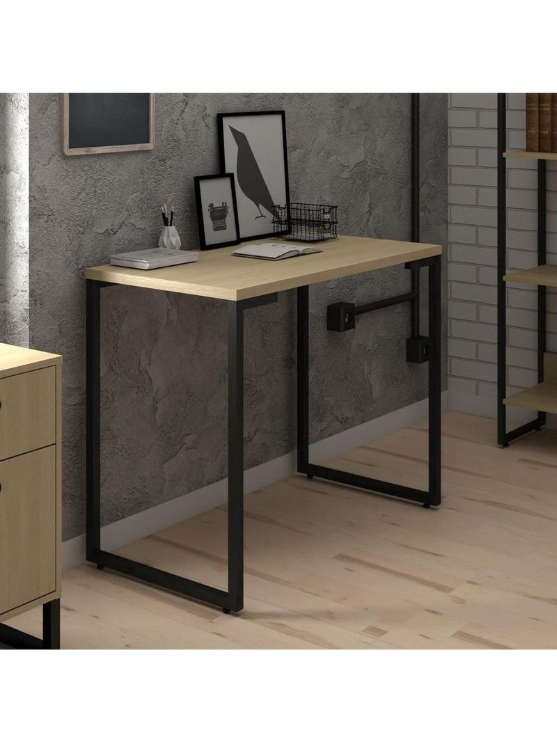 Mesa Escritório 90cm Estilo Industrial New Port F02 Nature - Mpozenato