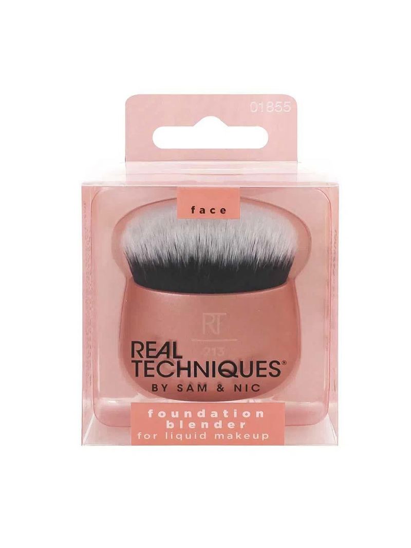 Real techniques kit com 3 pinceis – base + blush + finalização