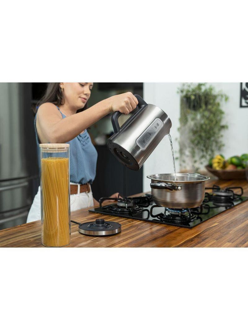 Chaleira elétrica black+decker kepg gourmand gris 1,7l seletor de temperatura led azul inox