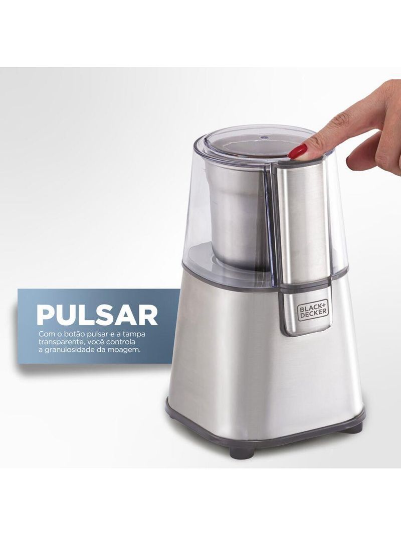 Moedor de grãos black+decker mg200 gourmand gris 220w inox
