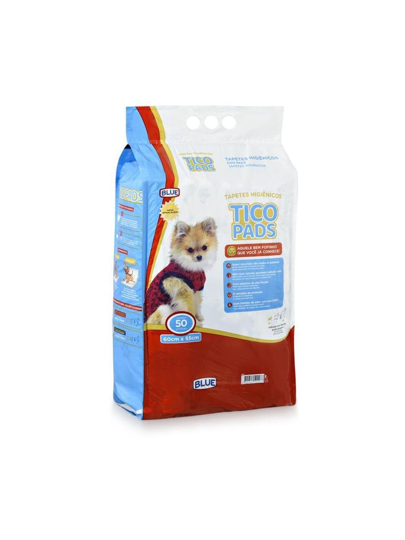 Tapete higiênico tico pads 50 unidades 55x60cm blue - 303