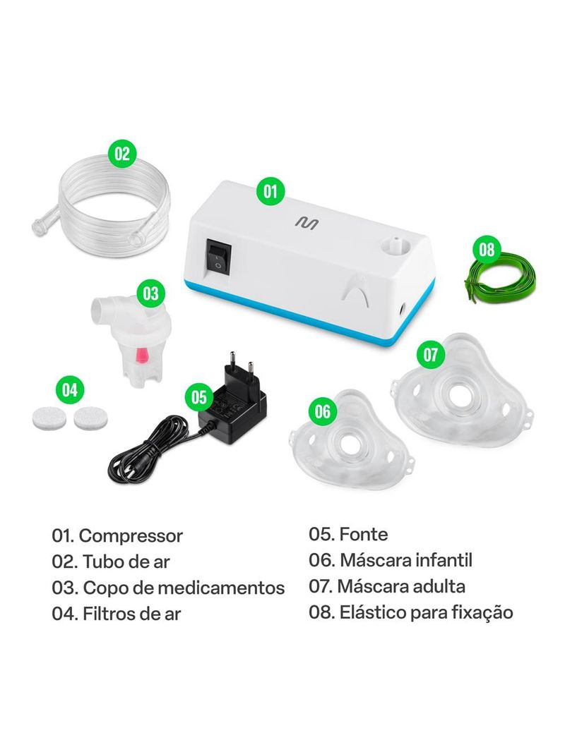 Inalador compressor neb air bivolt multi saúde - hc068