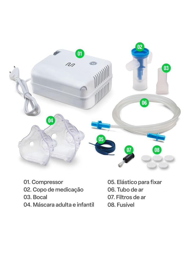 Inalador compressor multi saúde airplus bivolt uso adulto e infantil - hc223