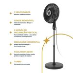 Ventilador de Coluna Britânia 170W 40cm 8 Pás Preto BVC42A 220V