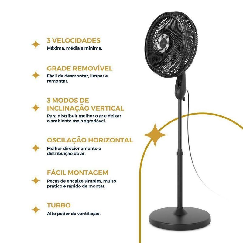Ventilador de Coluna Britânia 170W 40cm 8 Pás Preto BVC42A 220V
