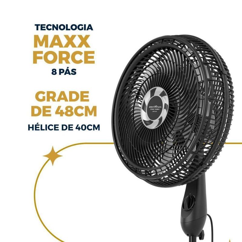 Ventilador de Coluna Britânia 170W 40cm 8 Pás Preto BVC42A 220V
