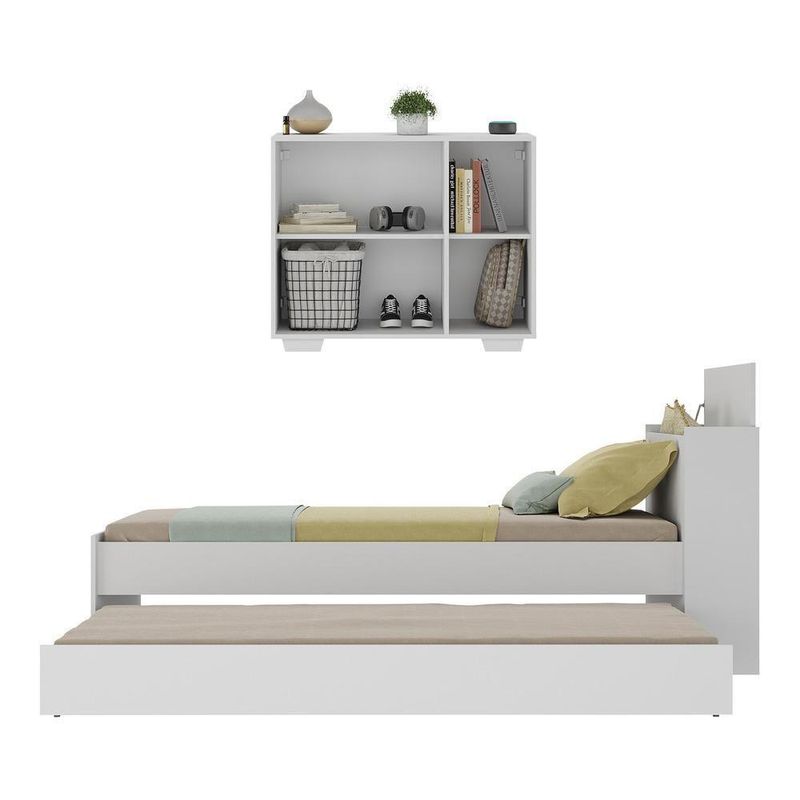 Conjunto Quarto Bicama Com Baú E Balcão 2 Portas Multimóveis Mp4117 Branco Branco