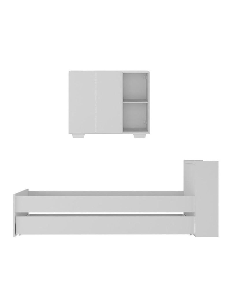 Conjunto Quarto Bicama Com Baú E Balcão 2 Portas Multimóveis Mp4117 Branco Branco