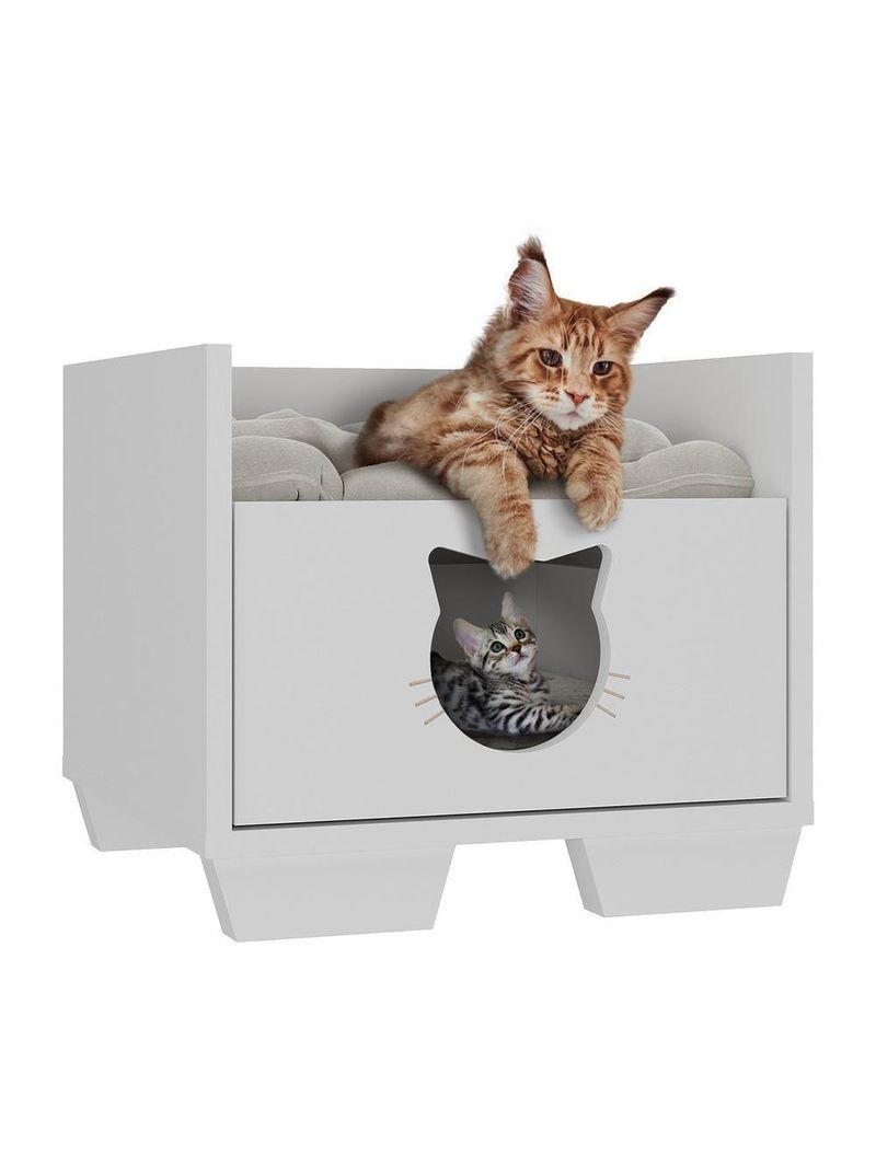 Cama Pet Para Gato Com 1 Gaveta Multimóveis Mp4127 Branca Branco