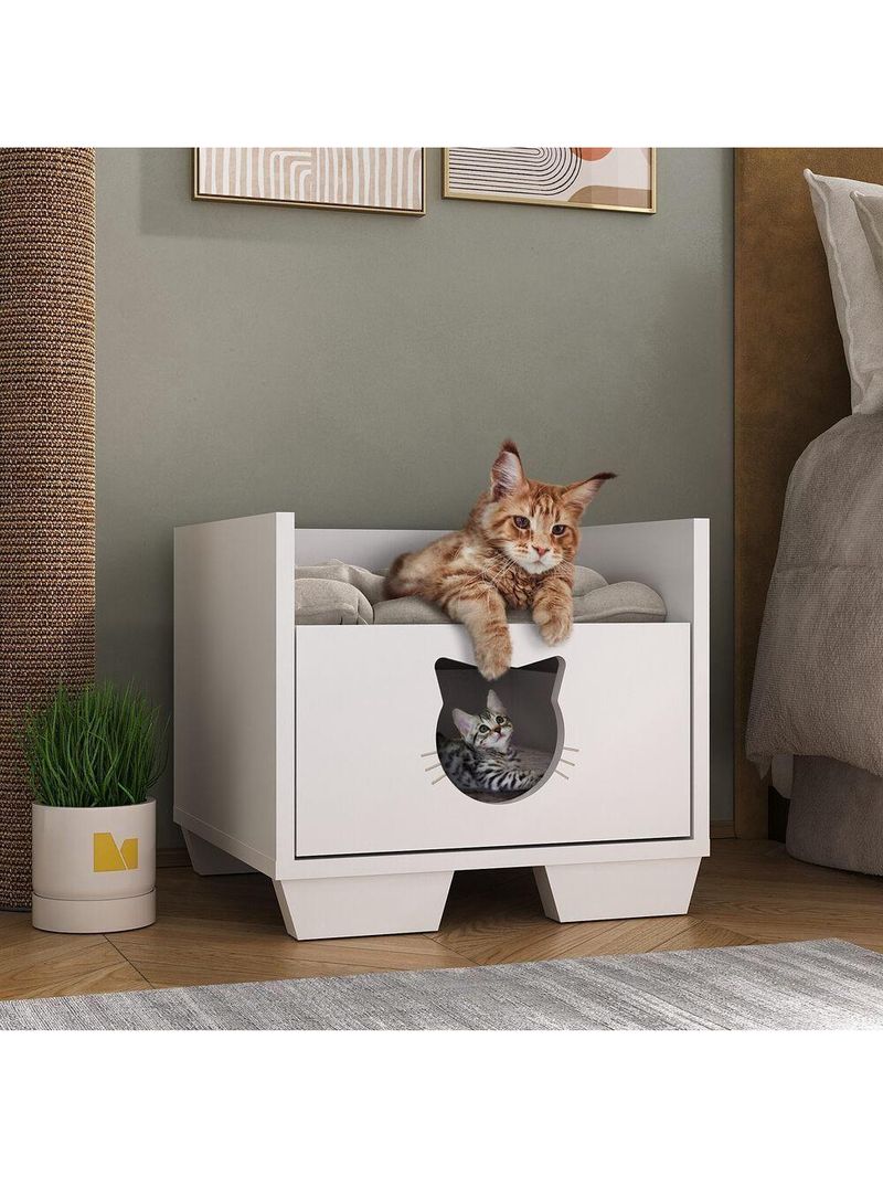 Cama Pet Para Gato Com 1 Gaveta Multimóveis Mp4127 Branca Branco