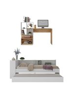 Conjunto Quarto Bicama Baú Com Prateleira E Escrivaninha Multimóveis Mp4126 Branco/rustic