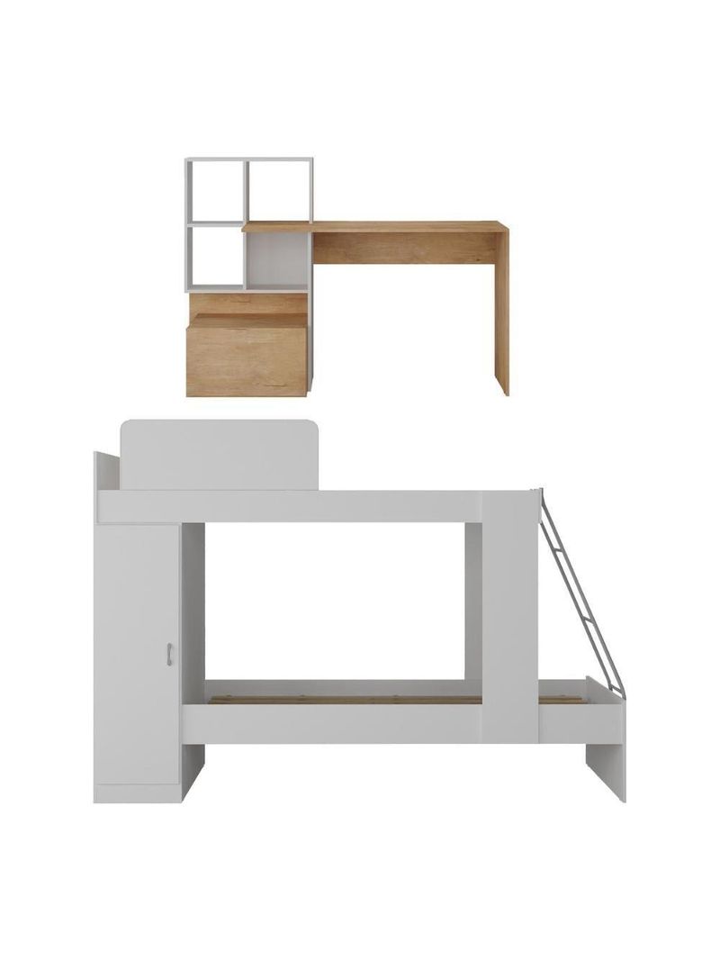Conjunto Quarto Beliche Com Colchão/escrivaninha Multimóveis Mp4227 Branco/rustic Branco/rustic