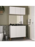 Conjunto Gabinete De Banheiro E Armário Aéreo Retrô Mp5055 Branco natural