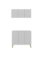 Conjunto Gabinete De Banheiro E Armário Aéreo Retrô Mp5055 Branco natural