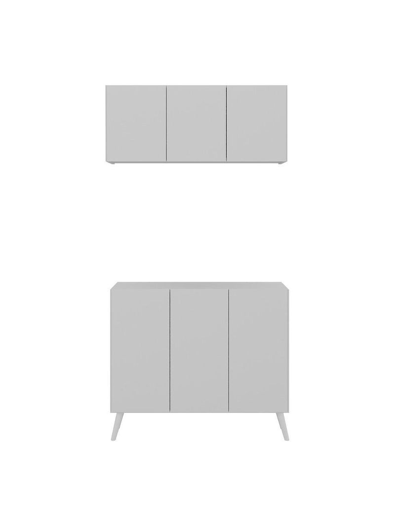 Conjunto Gabinete De Banheiro E Armário Aéreo Retrô Mp5055 Branco Branco