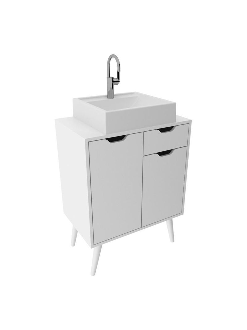 Gabinete Banheiro 60cm 2 Portas E 1 Gaveta Retrô Multimóveis Cr10118 Branco Branco