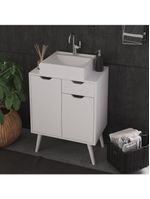 Gabinete Banheiro 60cm 2 Portas E 1 Gaveta Retrô Multimóveis Cr10118 Branco Branco