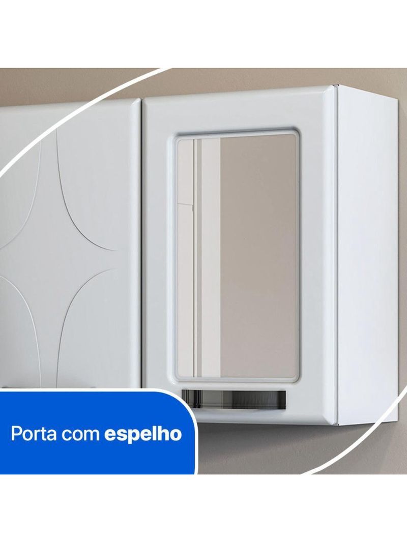 Armário Banheiro Aéreo De Aço Com Espelho Multimóveis