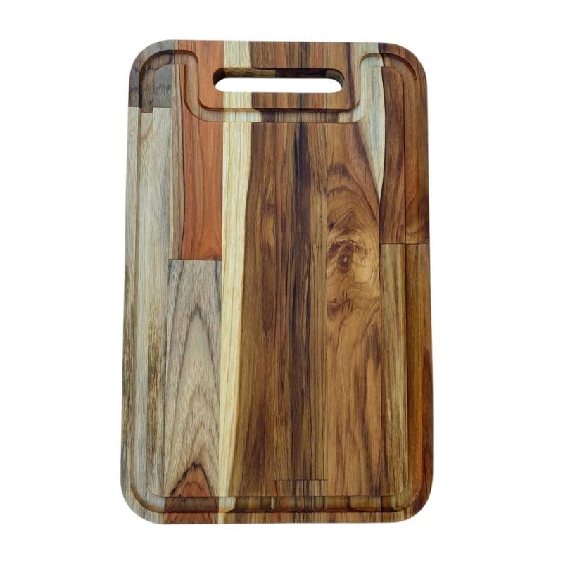 Tabua churrasco  42x28x1,8cm madeira teca com canaleta