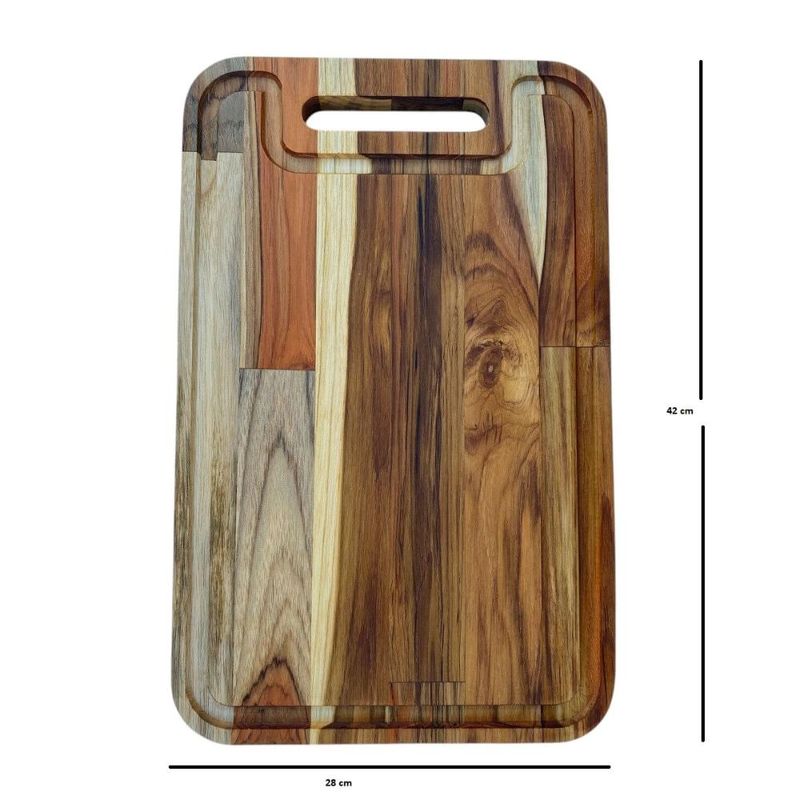 Tabua churrasco  42x28x1,8cm madeira teca com canaleta