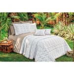 Kit Cobre Leito Istambul Casal King Size 5 Peças Percal 100% Algodão Bordado - Branco