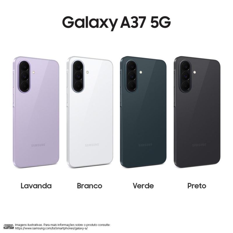 Smartphone samsung galaxy a37 5g tela 67" 128gb câmera 50mp preto