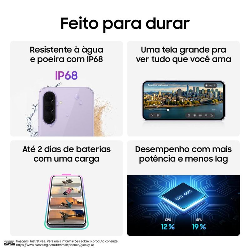 Smartphone samsung galaxy a37 5g tela 67" 128gb câmera 50mp preto
