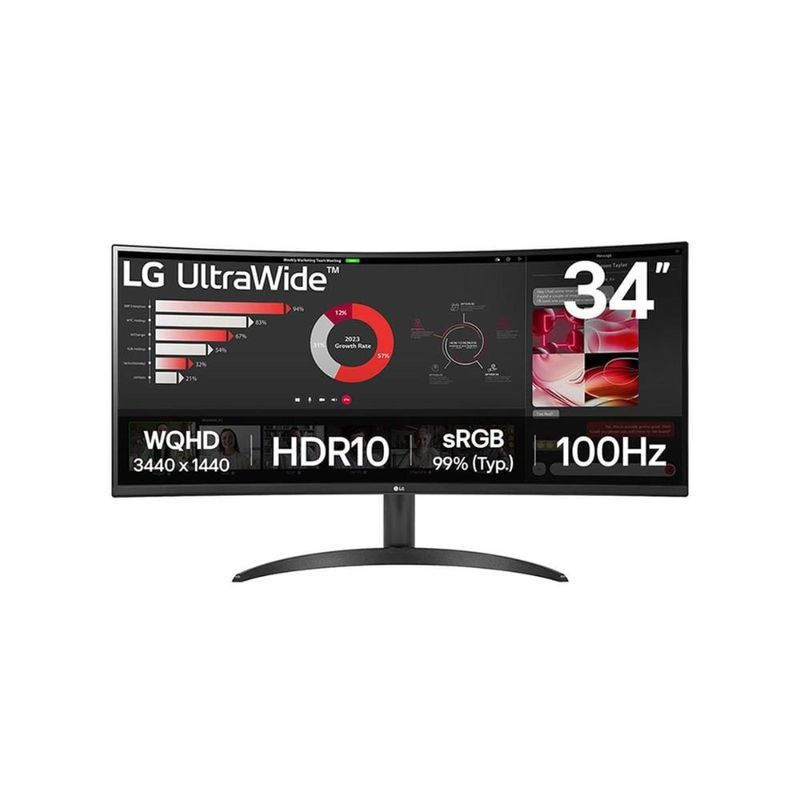 Monitor curvo 34” lg ultrawide wqhd 34wr50qk-b 100hz hdr10 preto