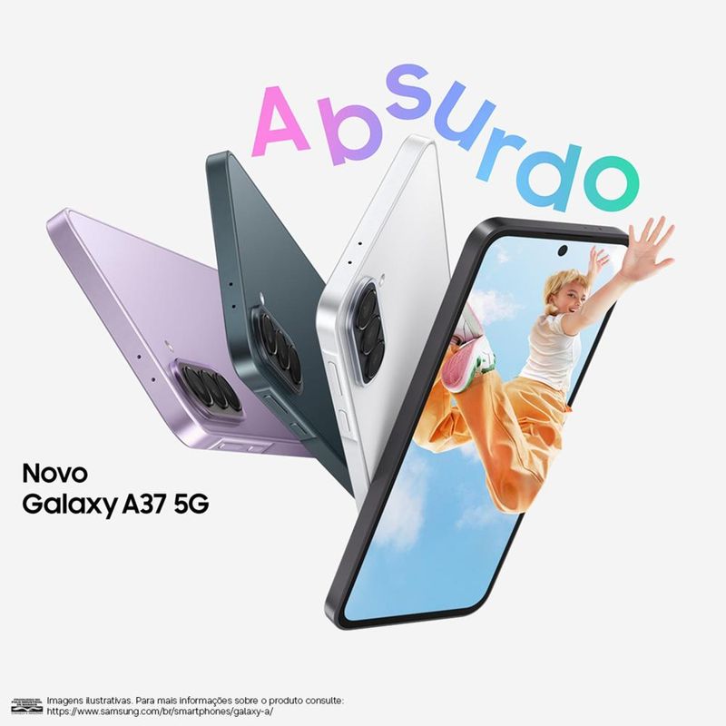 Smartphone samsung galaxy a37 5g tela 67" 256gb câmera 50mp verde