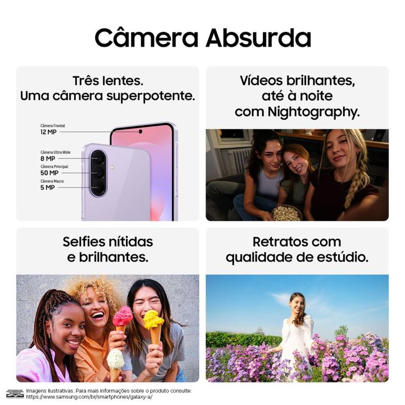 Smartphone samsung galaxy a37 5g tela 67" 256gb câmera 50mp verde