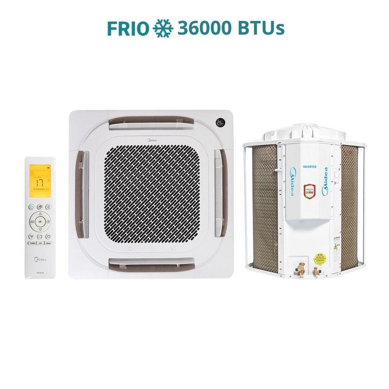 Ar Condicionado Split Cassete 4 Vias Midea Wi-Fi 36000 BTUs Frio Inverter 220V R32 (38CCVF36515MM)