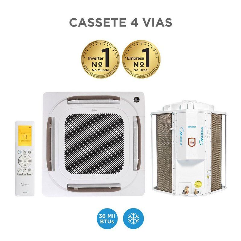 Ar Condicionado Split Cassete 4 Vias Midea Wi-Fi 36000 BTUs Frio Inverter 220V R32 (38CCVF36515MM)