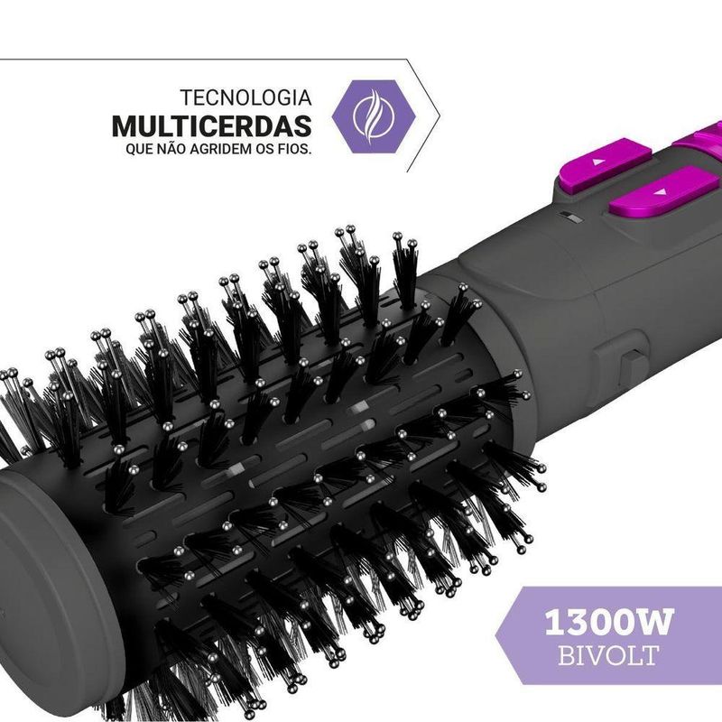Escova Rotativa 2 em 1 PER02 1300W Cerâmica Ion Tourmaline Philco Bivolt