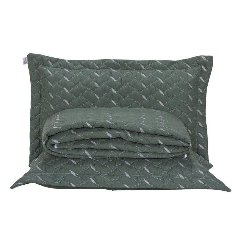 Cobre Leito Bordado 400 Fios Heitor Casal King 100% Poliéster - Verde Militar