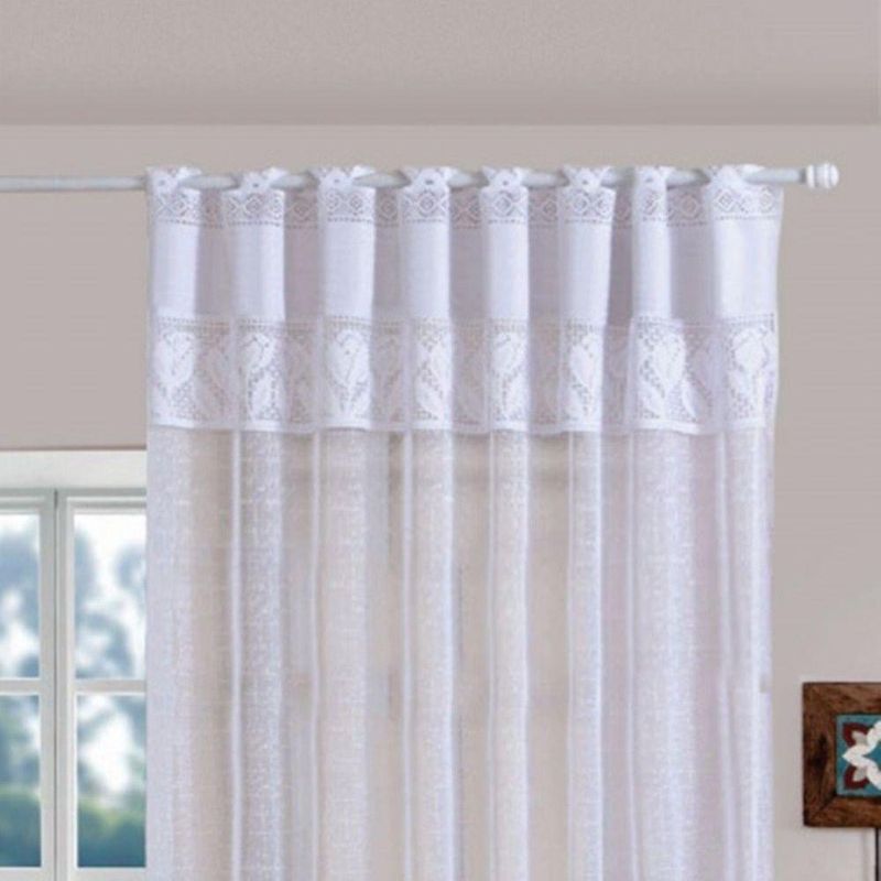 Cortina De Cozinha Bella Janela Renda Com Bandô 2,20m X 1,25m 100% Poliéster - Branca