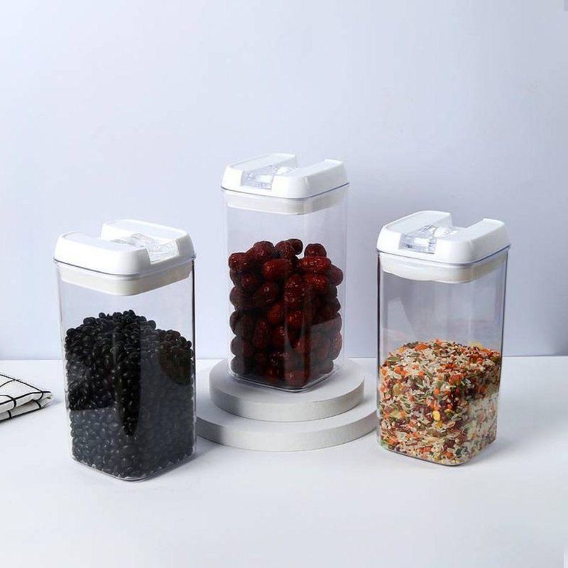 Kit 3 Potes Herméticos Multiuso 1200ml Para Cozinha + 6 Colheres Guardar Condimentos Dosadora