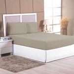 Jogo de Cama Queen Ponto Palito 3 Peças Micropercal 200 Fios Avelã Enxovais Aquarela