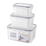 Kit 3 Potes Herméticos Com Cesto Escorredor