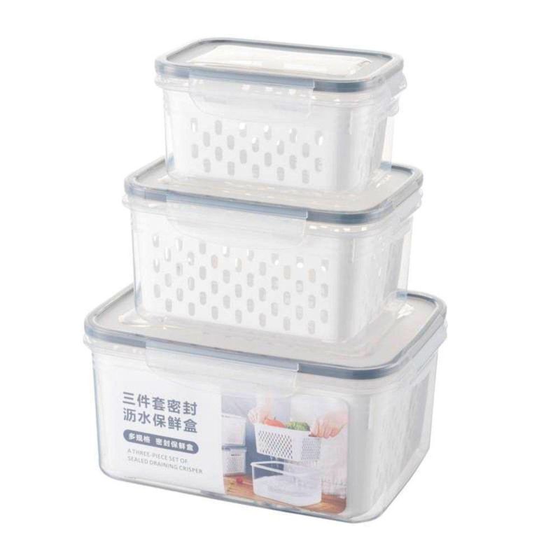Kit 3 Potes Herméticos Com Cesto Escorredor