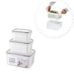 Kit 3 Potes Herméticos Com Cesto Escorredor