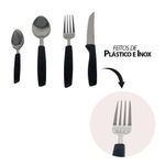 Conjunto de Talheres Capri 25 Peças Plástico e Inox Aço Inox Preto Fosco com Suporte Fratelli