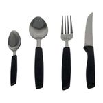Conjunto de Talheres Capri 25 Peças Plástico e Inox Aço Inox Preto Fosco com Suporte Fratelli