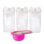 Kit 3 Potes Herméticos Multiuso 1200ml Para Cereais Feijão Macarrão Milho Arroz + 6 Colheres Dosadora